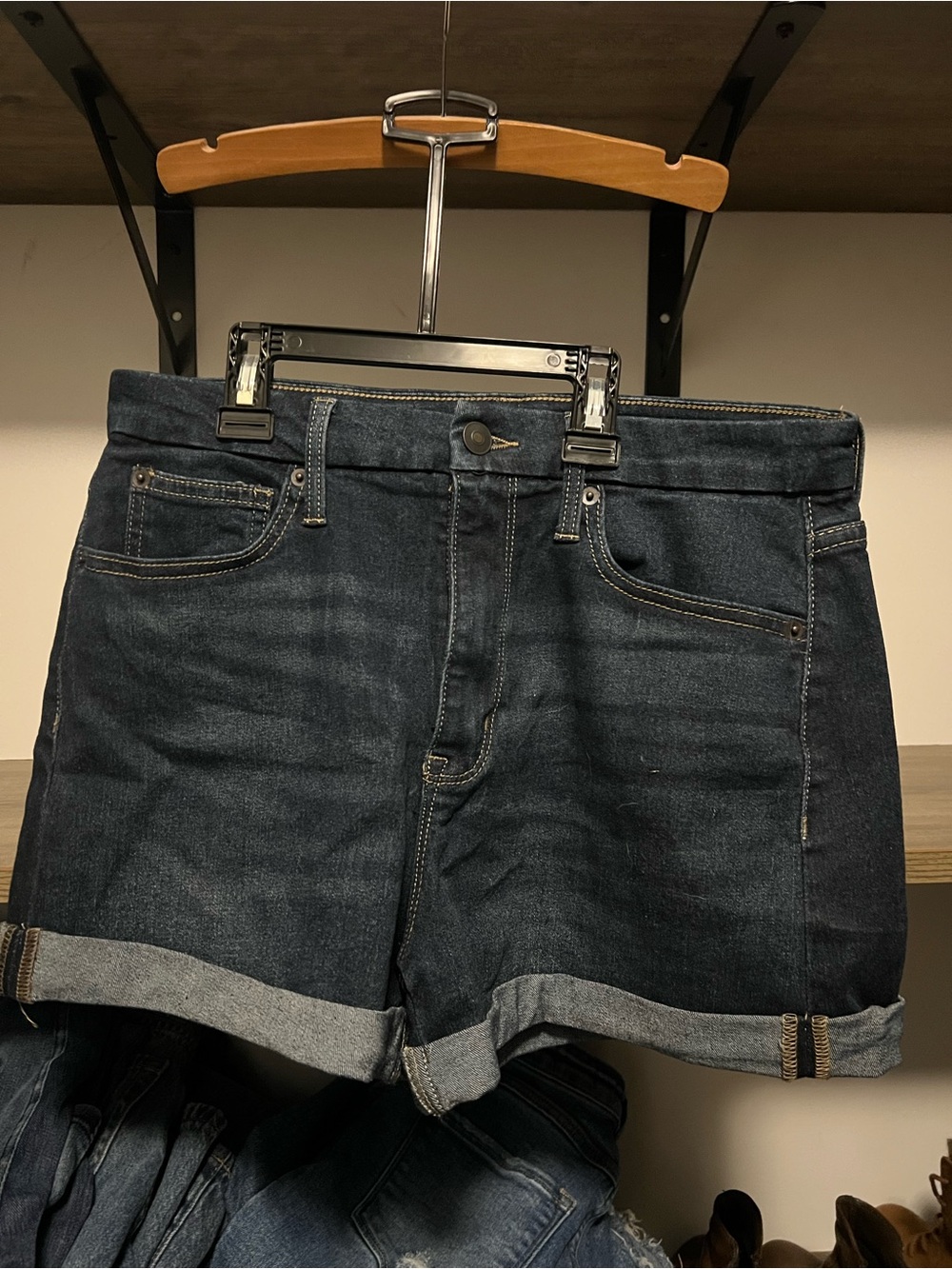 No Boundaries Dark Blue Rolled Cuff Denim Shorts